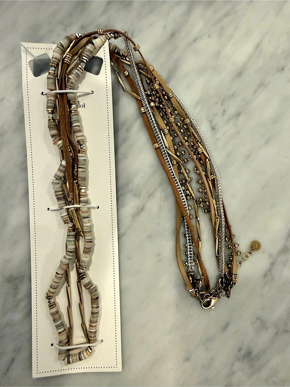 Stella & Dot Aven Layering Necklace Layered Necklace in Gold & White NWT